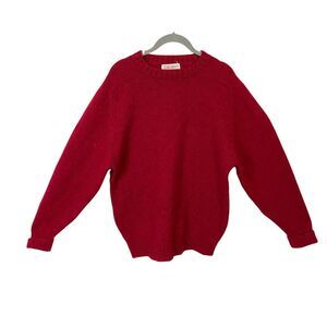 Vintage Lord Jeff Men's Red Wool Long Sleeves Crew Neck Pullover Sweater size M